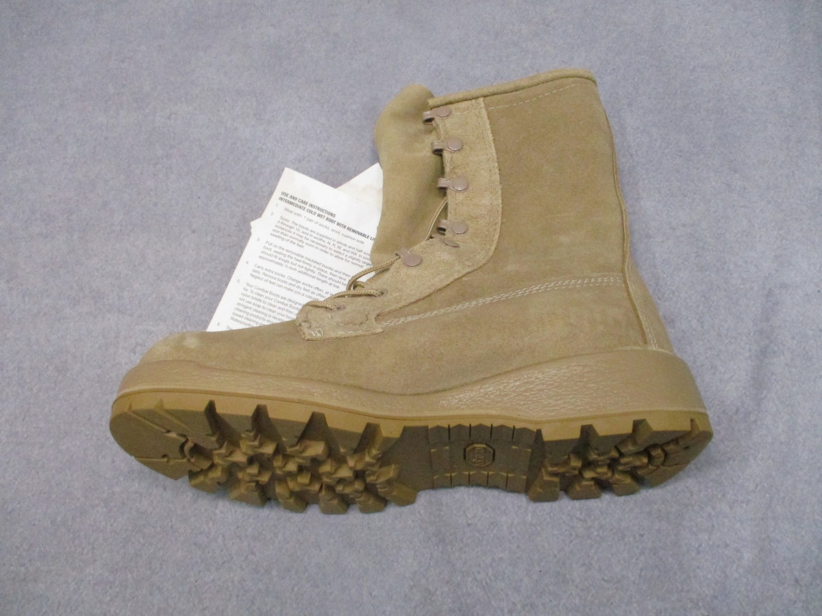 Bates 11461A USGI Cold Wet Weather Boots Tan Size 6R NSN 8430-01-619-3064