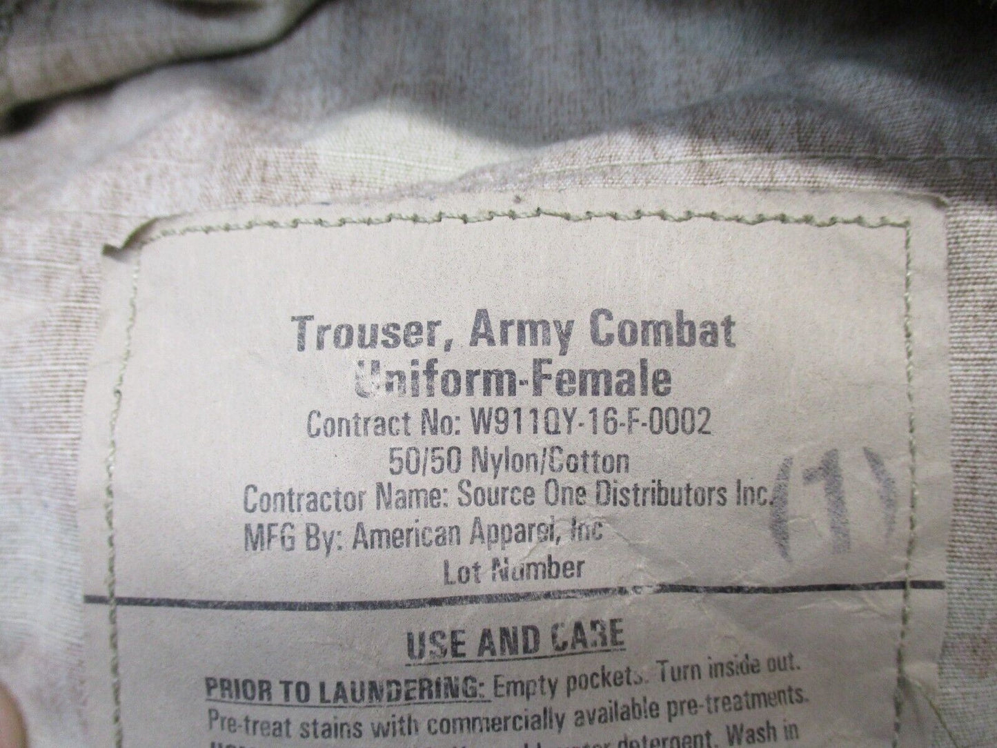 USGI ARMY OCP WOMEN'S TROUSER COMBAT UNIFORM PANTS FEMALE NON-FR NORMAL MATERIAL