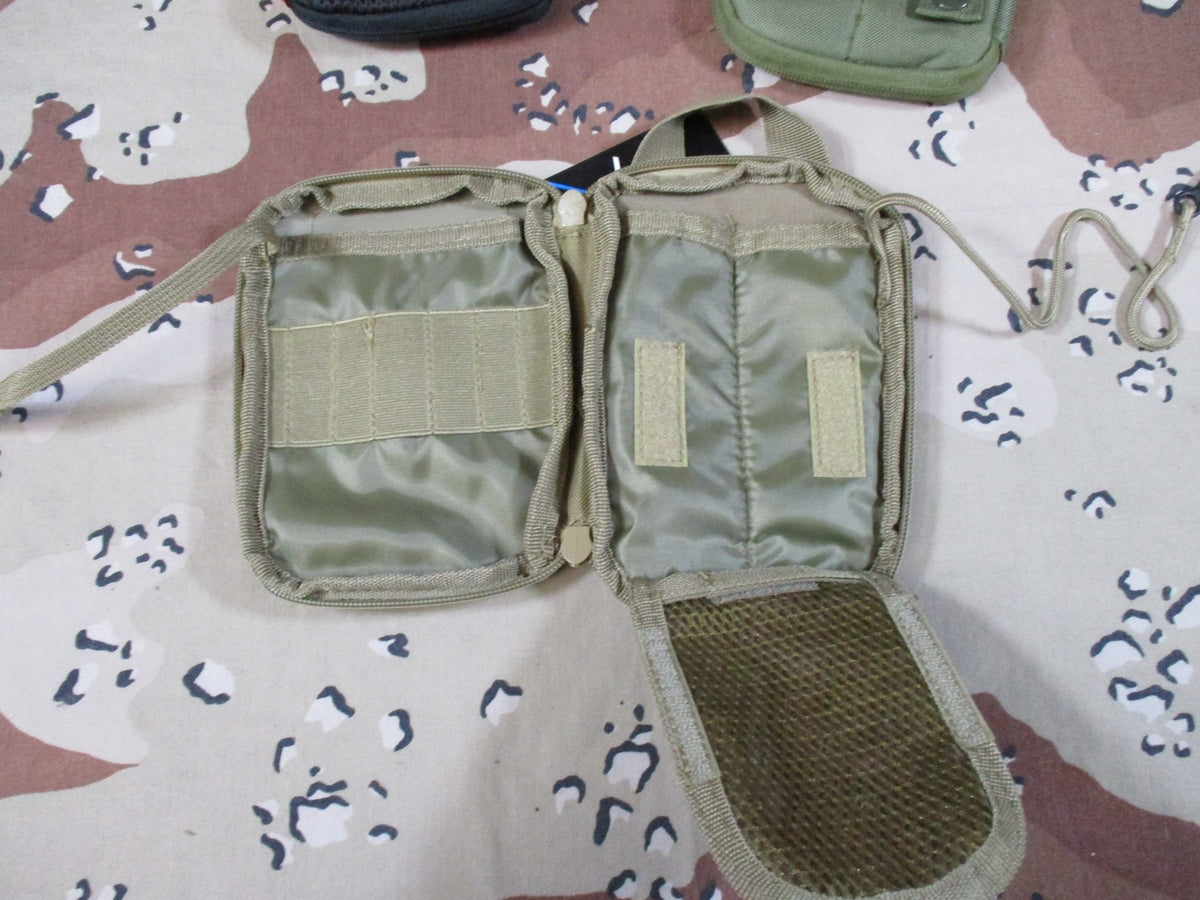 3x VISM Tactical Admin Utility Pouches - Red, Tan, Olive Drab - New w/ Patches