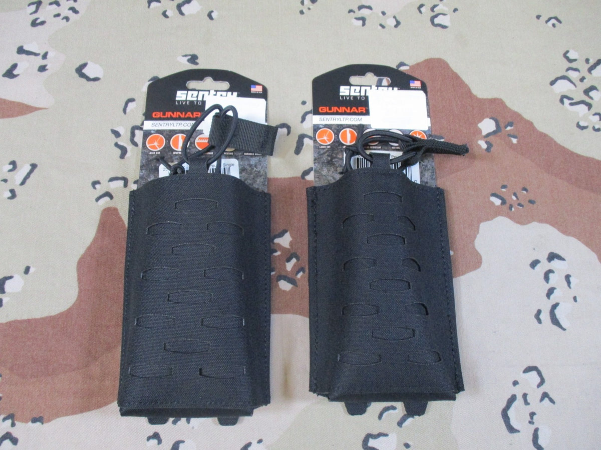 2x Sentry Gunnar Single Rifle Mag Pouch Black Laser Cut MOLLE Tactical New