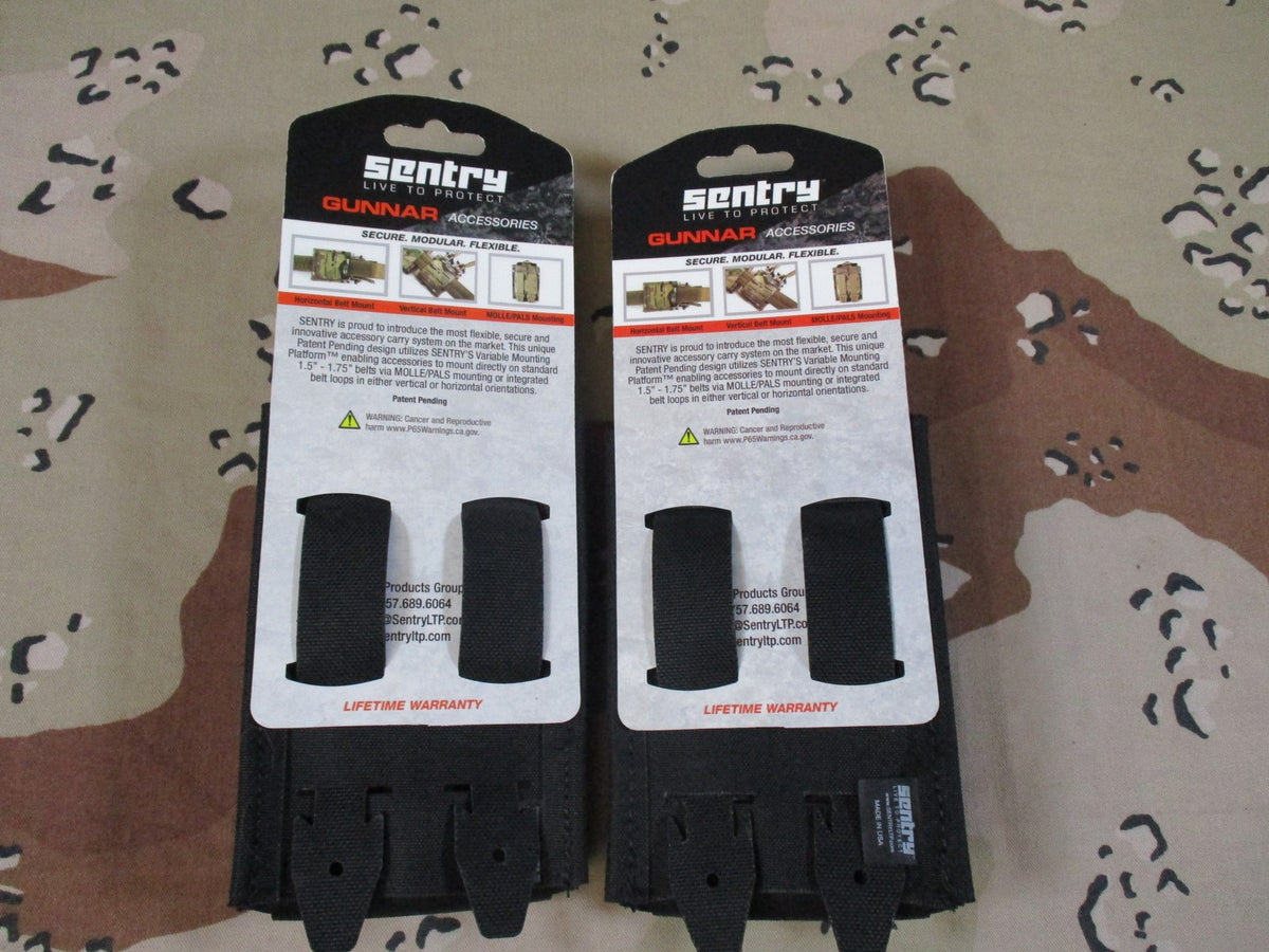 2x Sentry Gunnar Single Rifle Mag Pouch Black Laser Cut MOLLE Tactical New