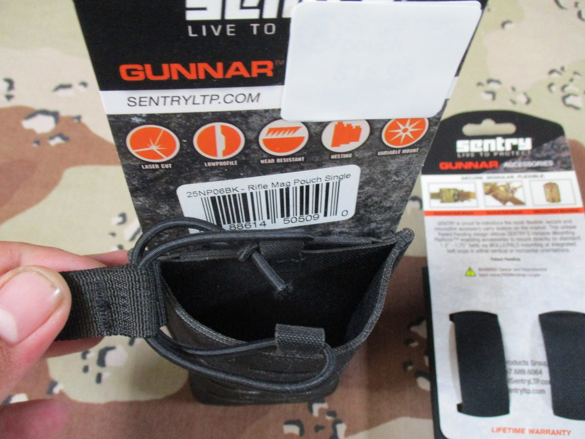 2x Sentry Gunnar Single Rifle Mag Pouch Black Laser Cut MOLLE Tactical New