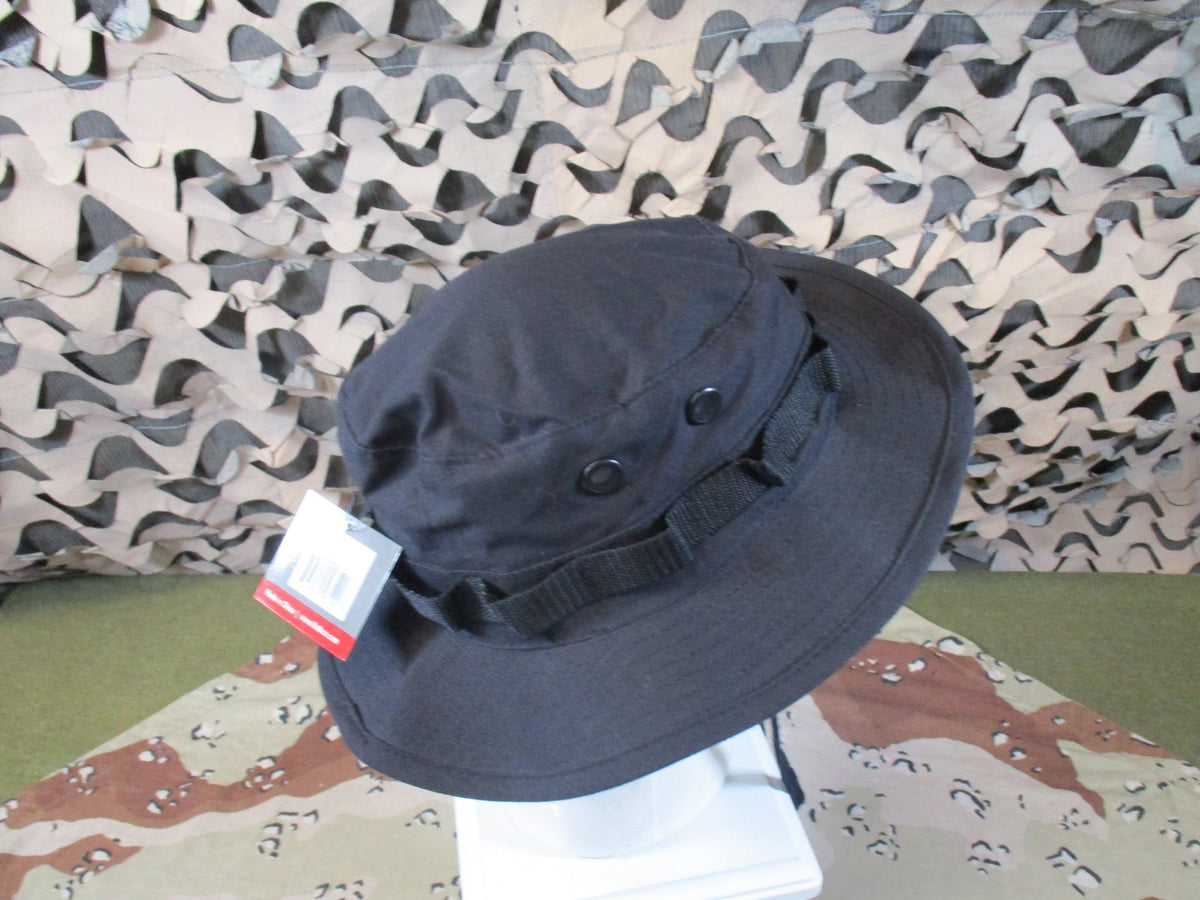 New Rothco Boonie Hat Black Rip-Stop Tactical Military Sun Hat Size 7 Style 5819