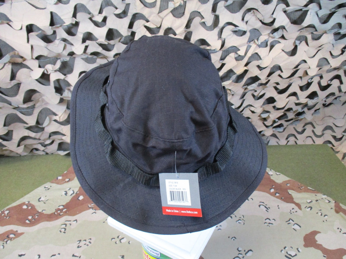 New Rothco Boonie Hat Black Rip-Stop Tactical Sun Hat Size 7-3/4 Style 5819