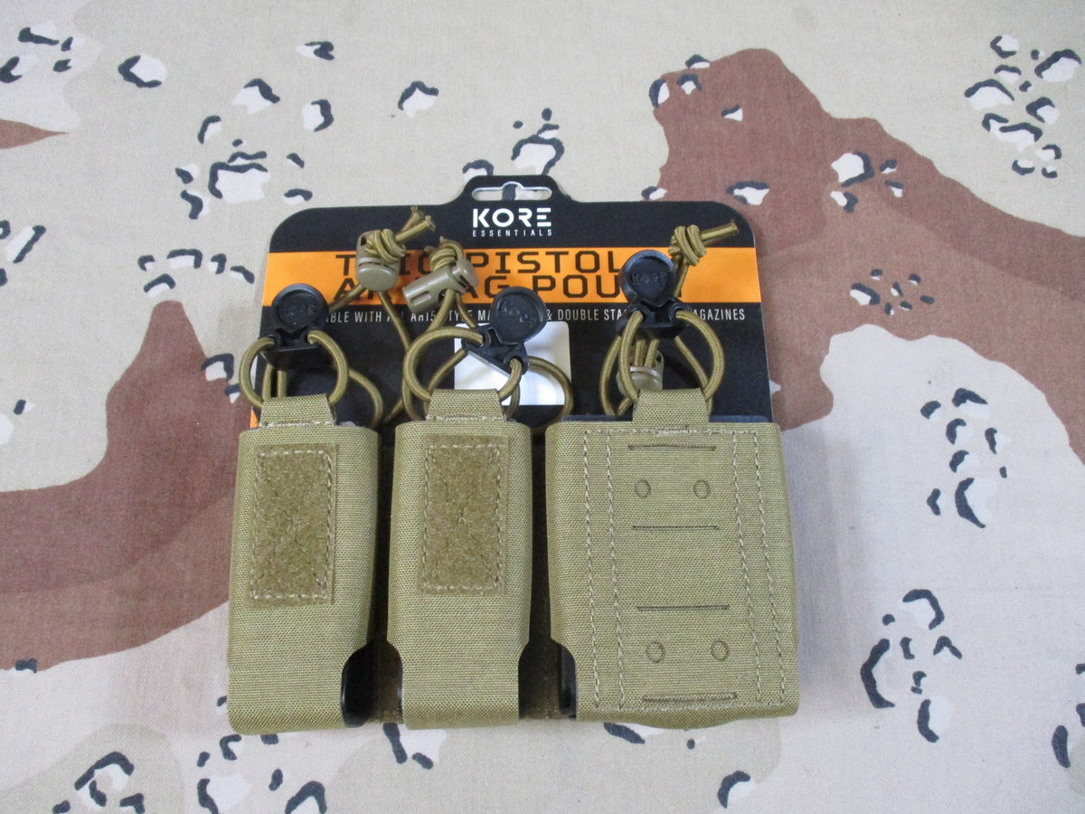 Kore Essentials Trio Pistol + Mag Pouch - Laser Cut 1000D Nylon - Coyote Tan