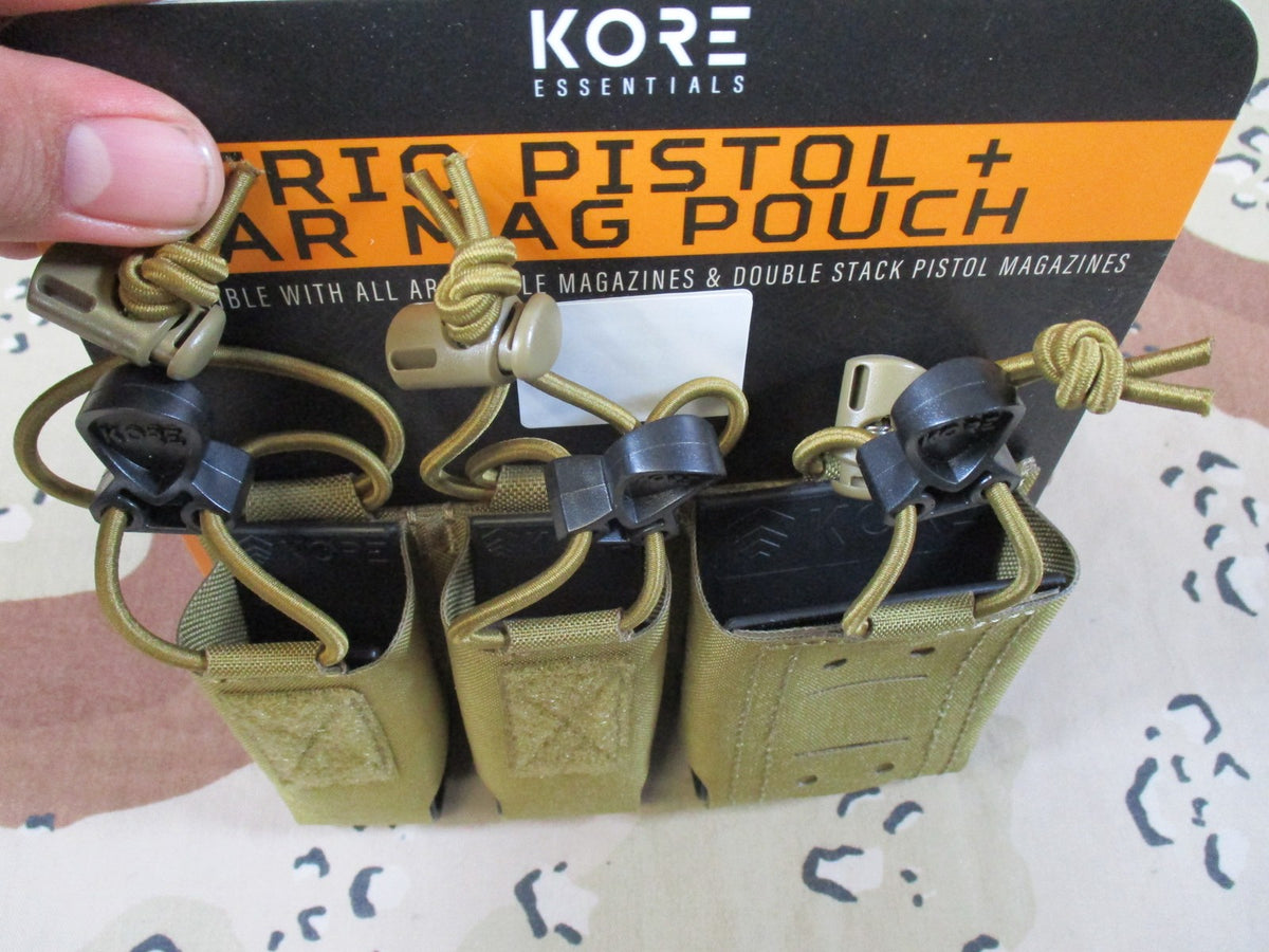 Kore Essentials Trio Pistol + Mag Pouch - Laser Cut 1000D Nylon - Coyote Tan
