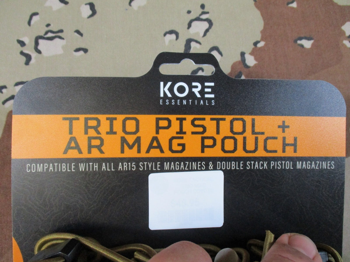 Kore Essentials Trio Pistol + Mag Pouch - Laser Cut 1000D Nylon - Coyote Tan