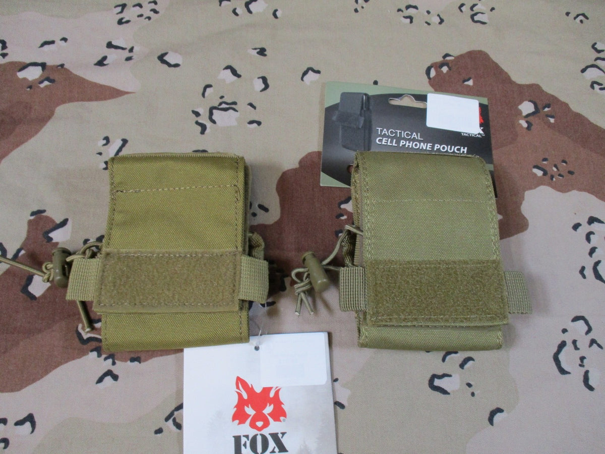 2x Fox Tactical Modular Cell Phone Pouch Coyote Tan MOLLE Compatible New
