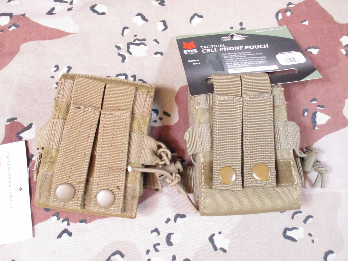 2x Fox Tactical Modular Cell Phone Pouch Coyote Tan MOLLE Compatible New