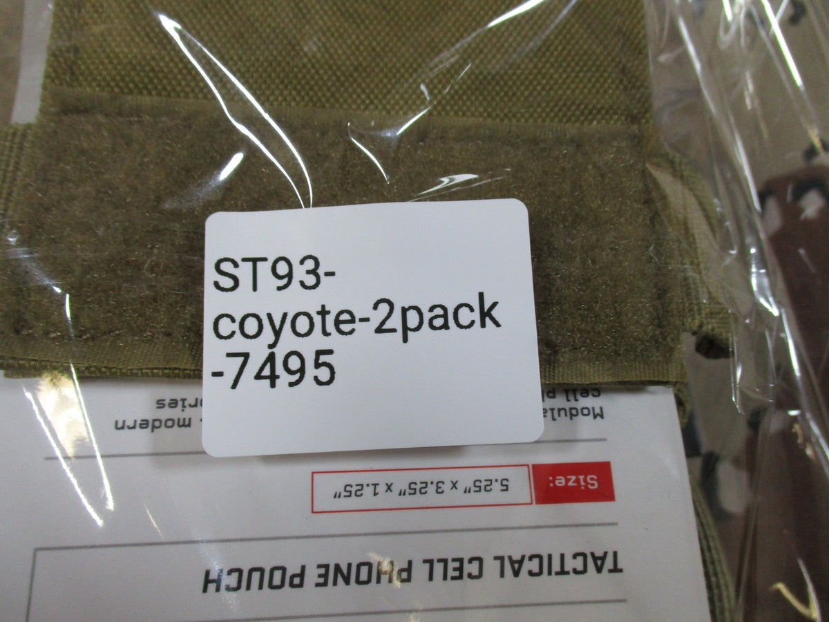 2x Fox Tactical Modular Cell Phone Pouch Coyote Tan MOLLE Compatible New