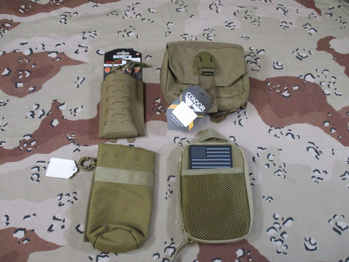 Lot of 4 New Tactical MOLLE Pouches Condor & SENTRY Coyote Tan Utility Medical