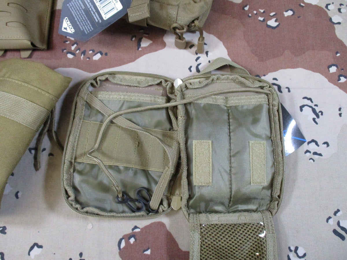 Lot of 4 New Tactical MOLLE Pouches Condor & SENTRY Coyote Tan Utility Medical