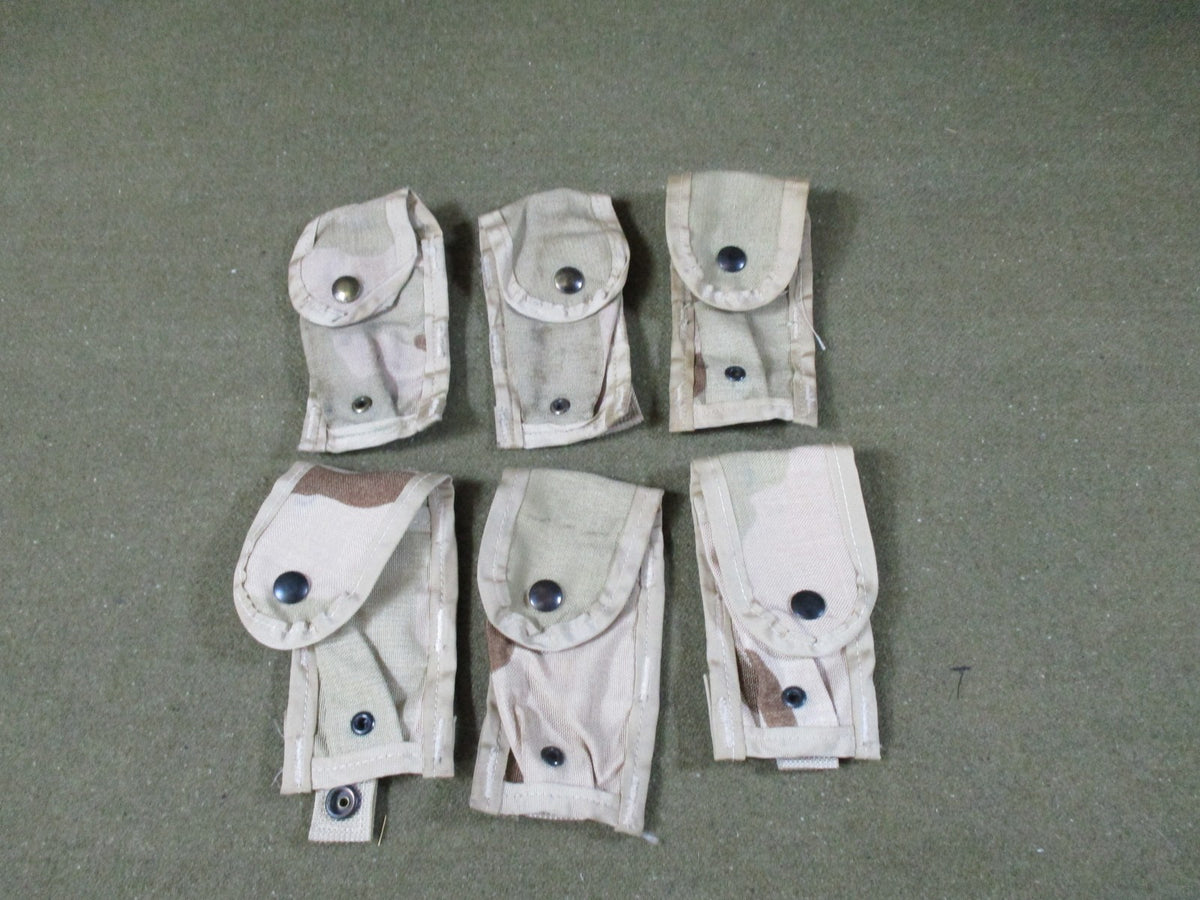 6x Lot US Military MOLLE II 9mm Single Magazine Pouches Desert Camo SDS Surplus