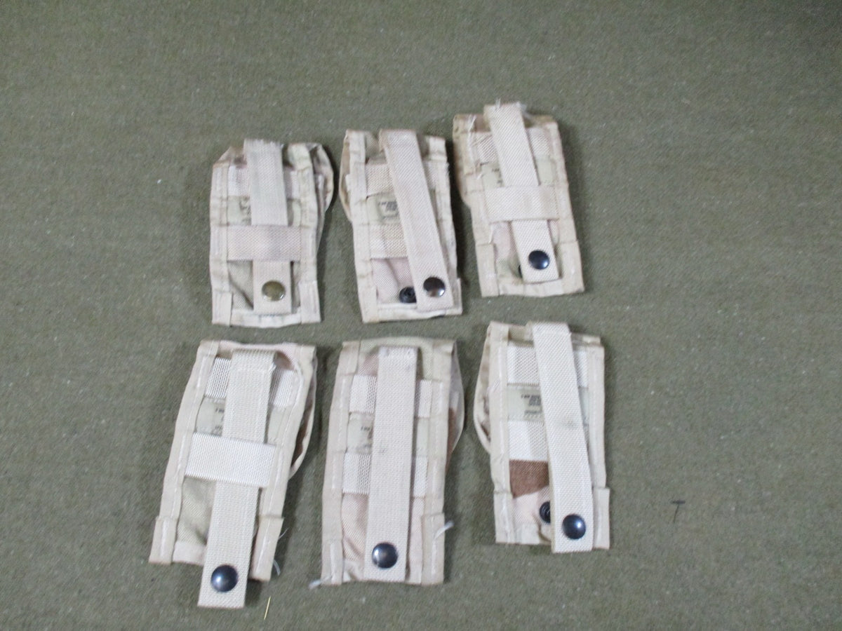 6x Lot US Military MOLLE II 9mm Single Magazine Pouches Desert Camo SDS Surplus