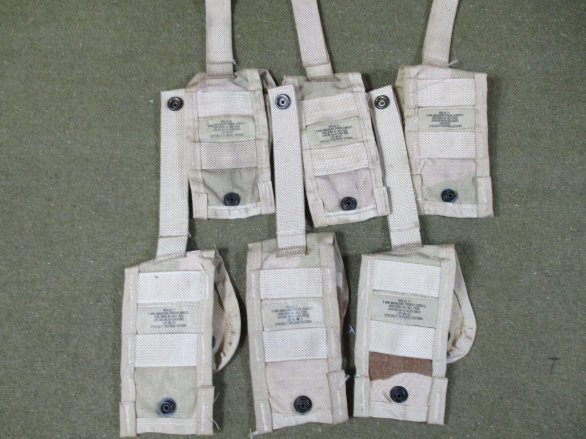 6x Lot US Military MOLLE II 9mm Single Magazine Pouches Desert Camo SDS Surplus