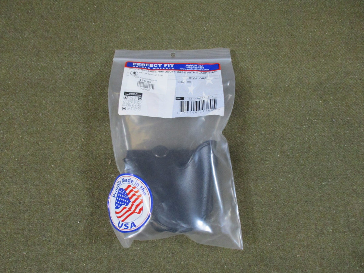 Perfect Fit Leather Quick Release Handcuff Case Black Snap Made in USA New