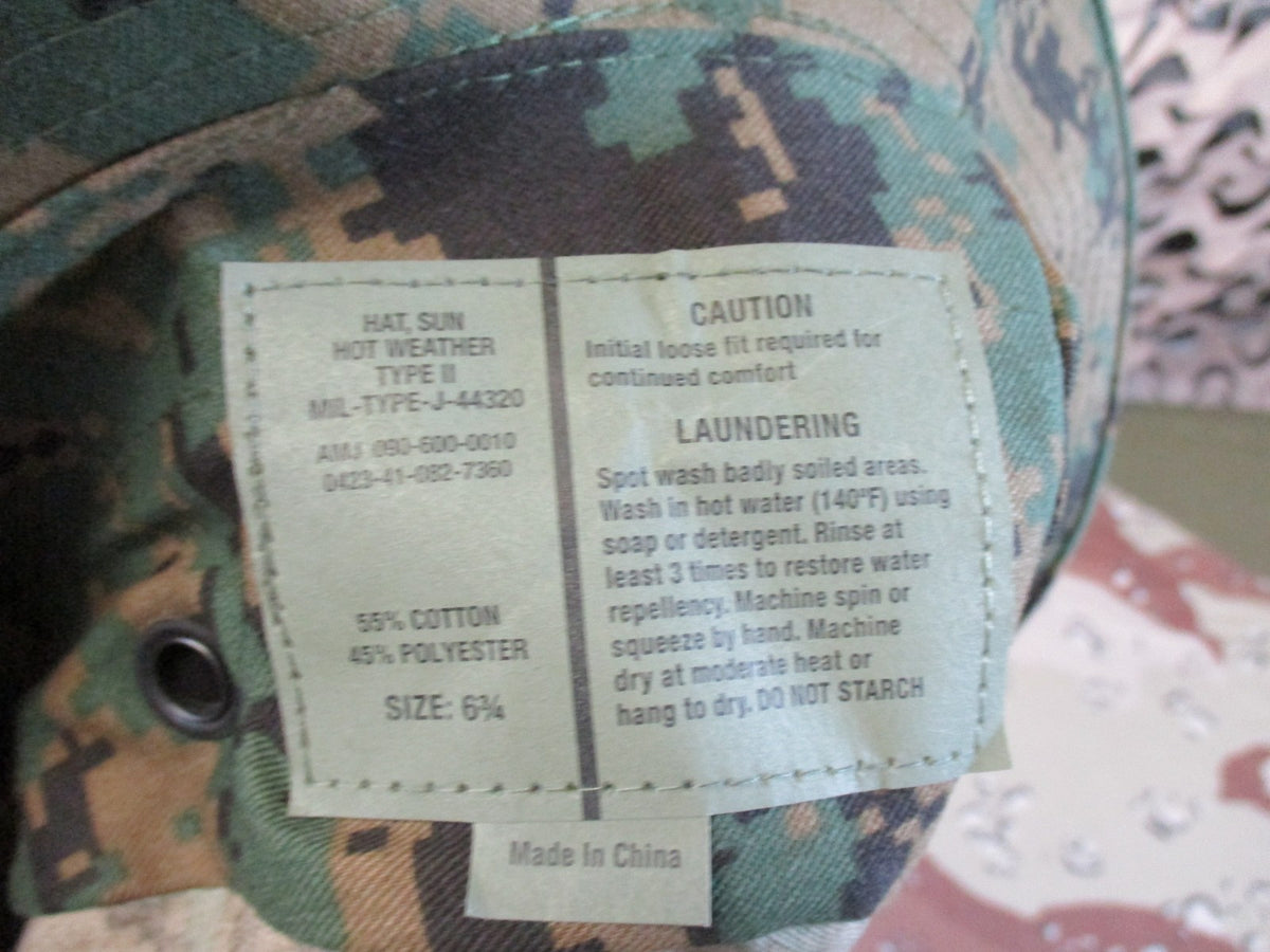 New Digital Woodland Camo Boonie Hat Sun Hat Adjustable Chin Strap Size 6 3/4