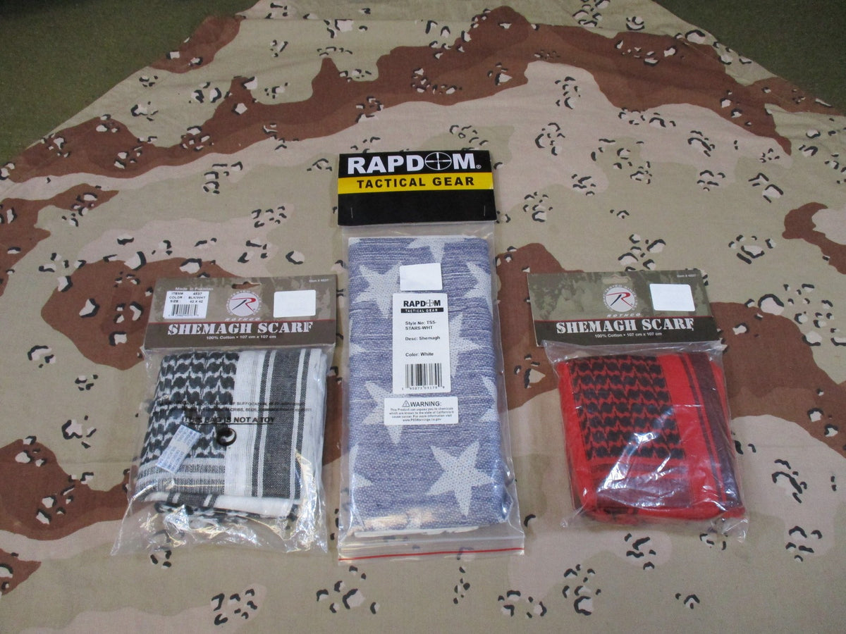 3‑Pack Shemagh Set – Rothco Black/White, Rothco Red/Black, Rapid Dominance
