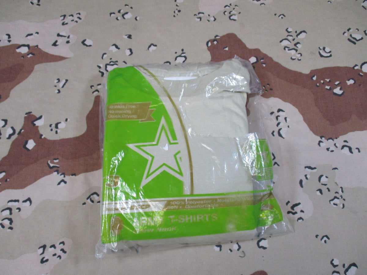 New 3-Pack US Army Moisture Wicking Crew Neck T-Shirts Tan Small 100% Polyester