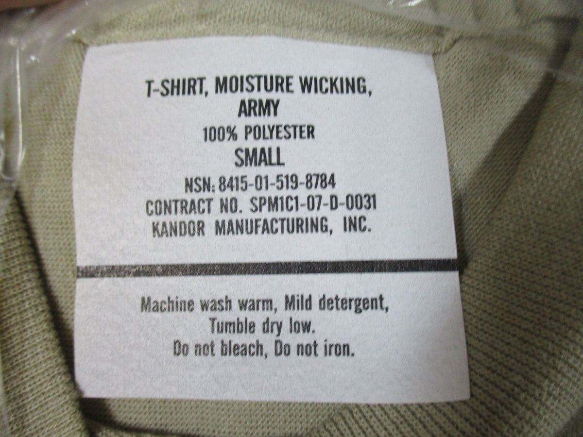 New 3-Pack US Army Moisture Wicking Crew Neck T-Shirts Tan Small 100% Polyester