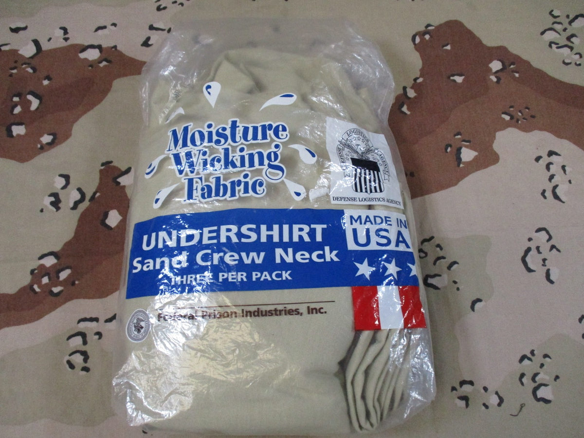 3-Pack US Military Issue Sand Moisture Wicking Crew Neck Undershirts Size Small