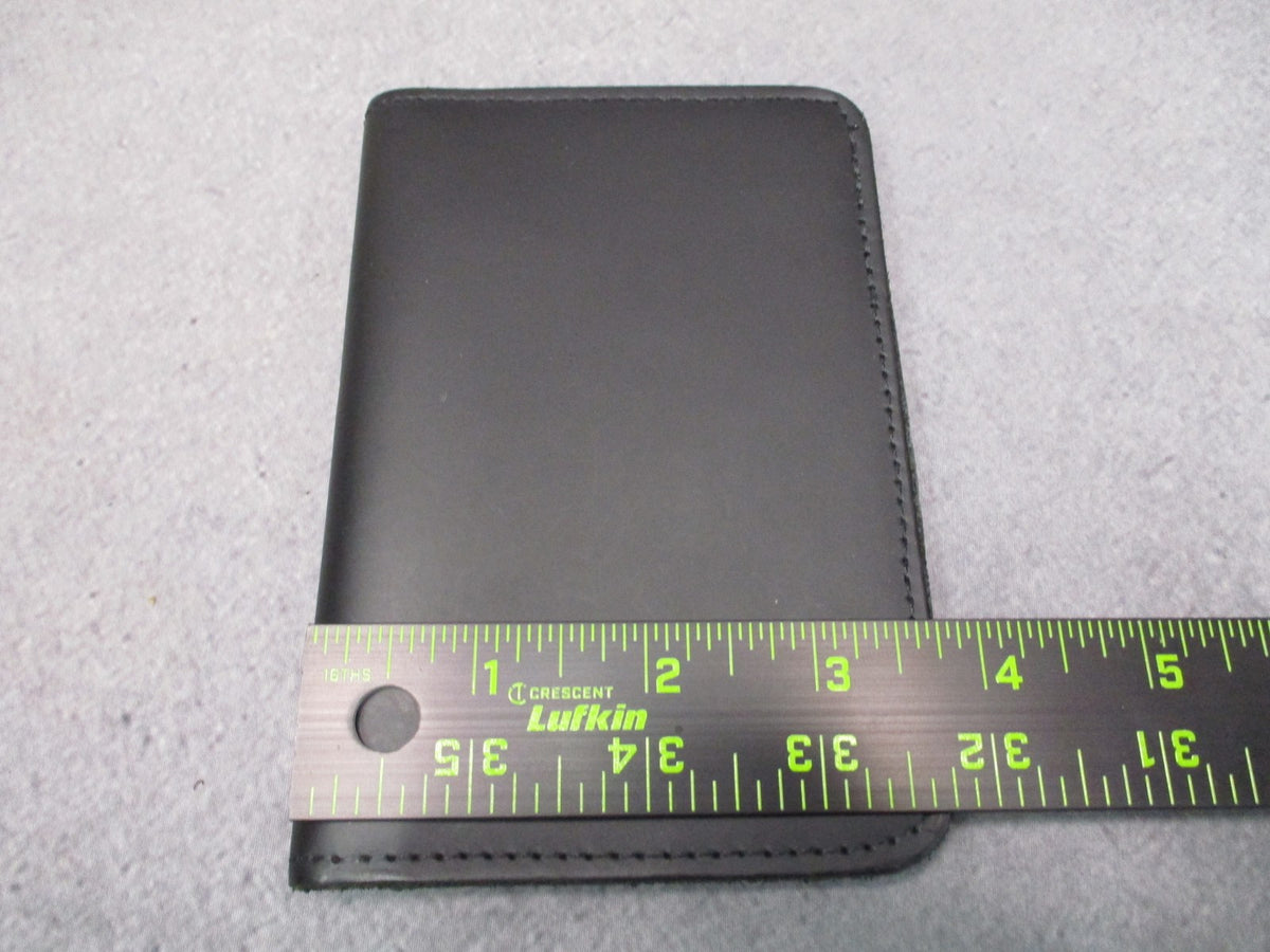 Leather Badge and ID Wallet Holder Case Black Bi-Fold