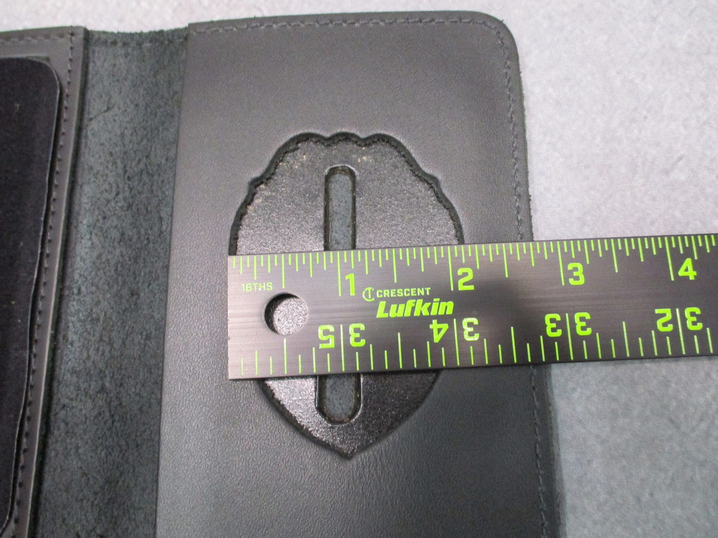 Leather Badge and ID Wallet Holder Case Black Bi-Fold