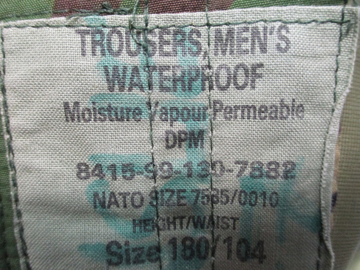British Army DPM MVP Waterproof Overtrousers Large 180/104 NSN 8415-99-130-7882