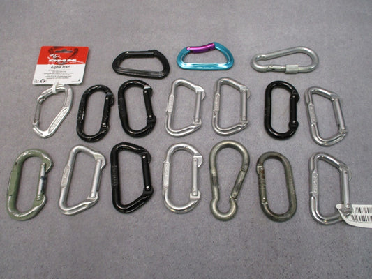 Mixed Lot of 17 Climbing Carabiners DMM Petzl Omega Kong Assorted Used & New