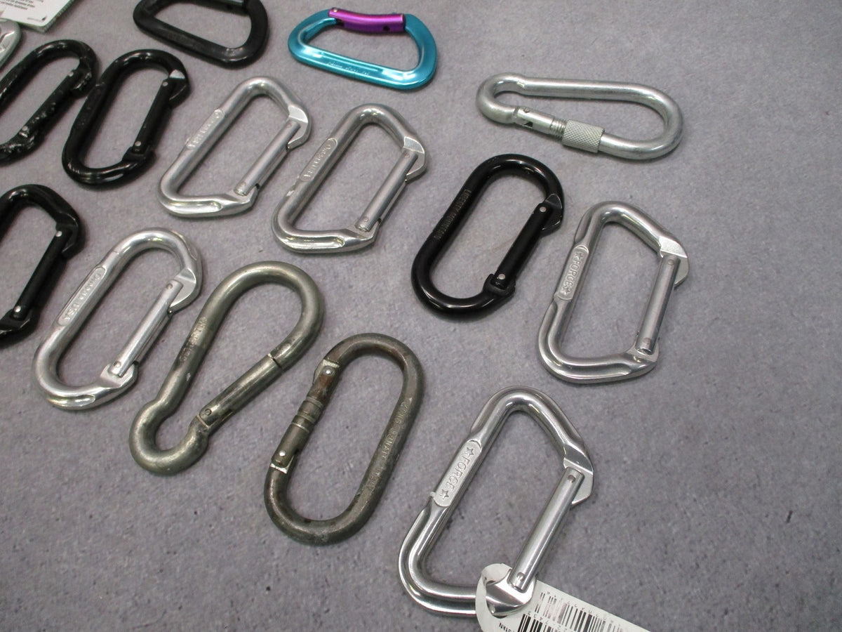 Mixed Lot of 17 Climbing Carabiners DMM Petzl Omega Kong Assorted Used & New