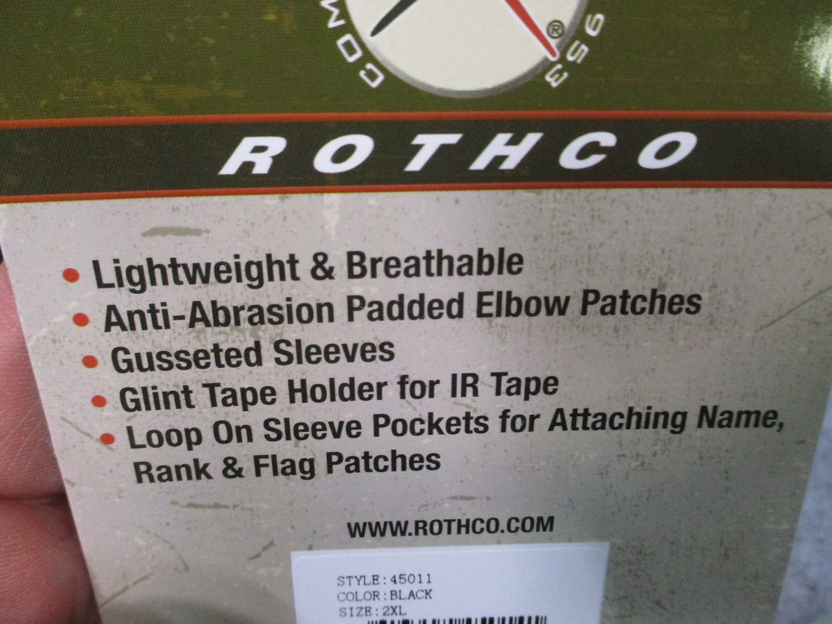 New Rothco Tactical Airsoft Combat Shirt Black 2XL Style 45011 Padded Elbows