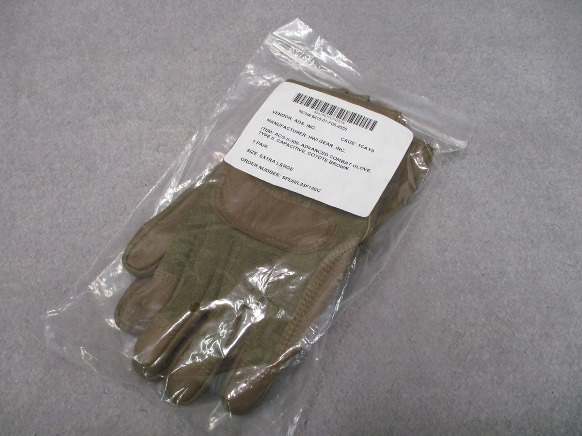 New HWI Gear ACG-II-300 Advanced Combat Gloves Type II Coyote Brown Size XL