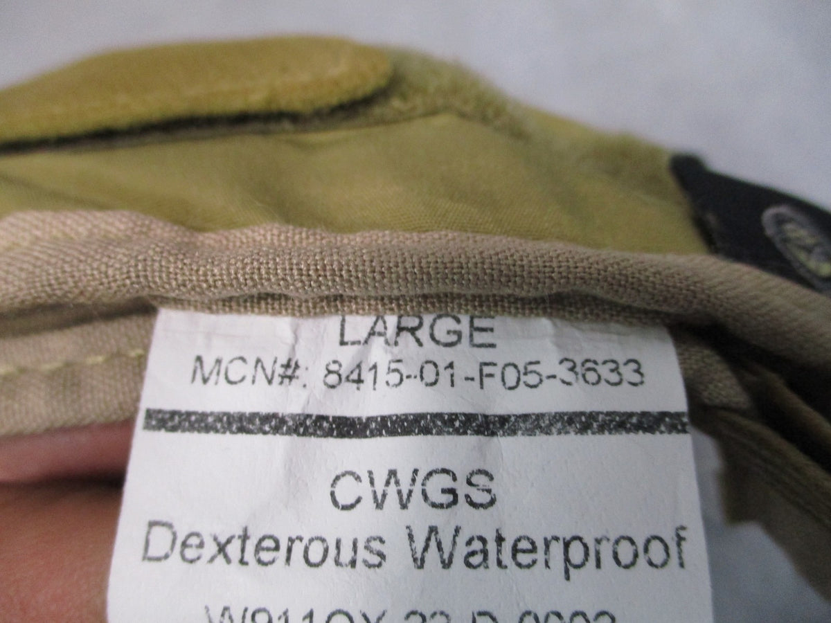 New US Military Clime & Place CWGS Gore-Tex Waterproof Tactical Gloves Tan Large