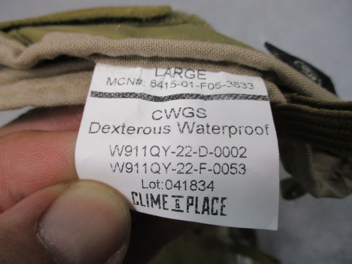 New US Military Clime & Place CWGS Gore-Tex Waterproof Tactical Gloves Tan Large