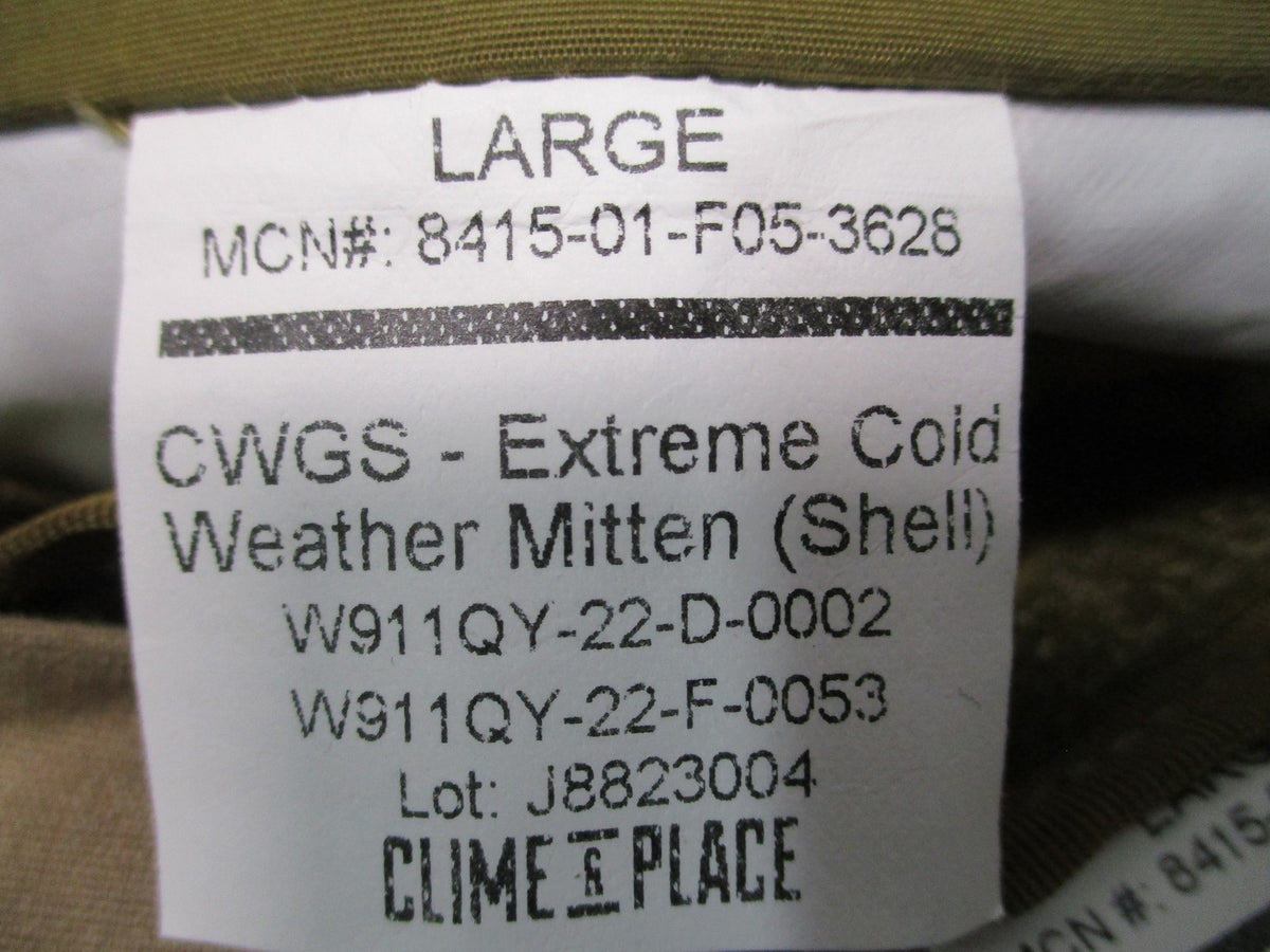 USGI CWGS Extreme Cold Weather Mittens Gore-Tex Shells & Liners Large Coyote