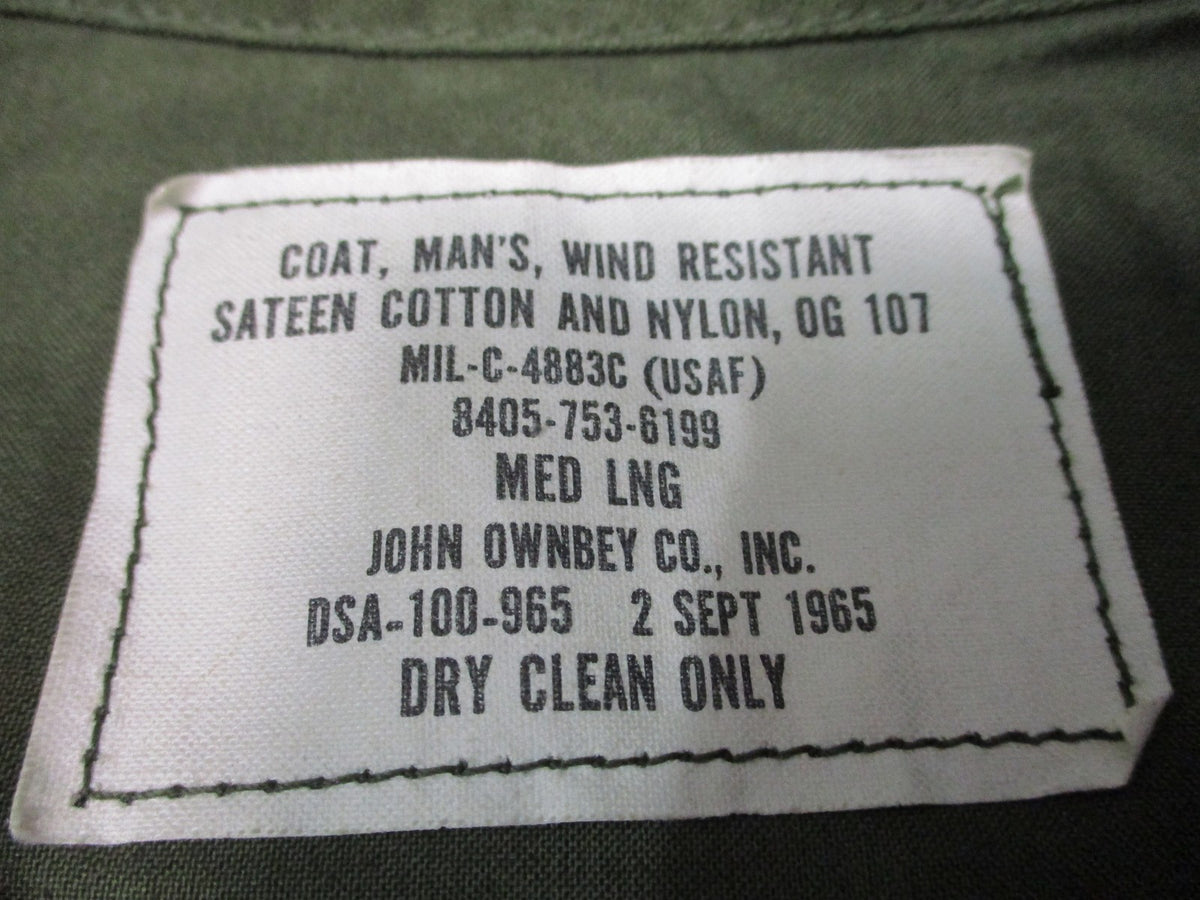 Vintage 1965 USAF OG-107 Field Coat Jacket John Ownbey Medium Long Vietnam Era
