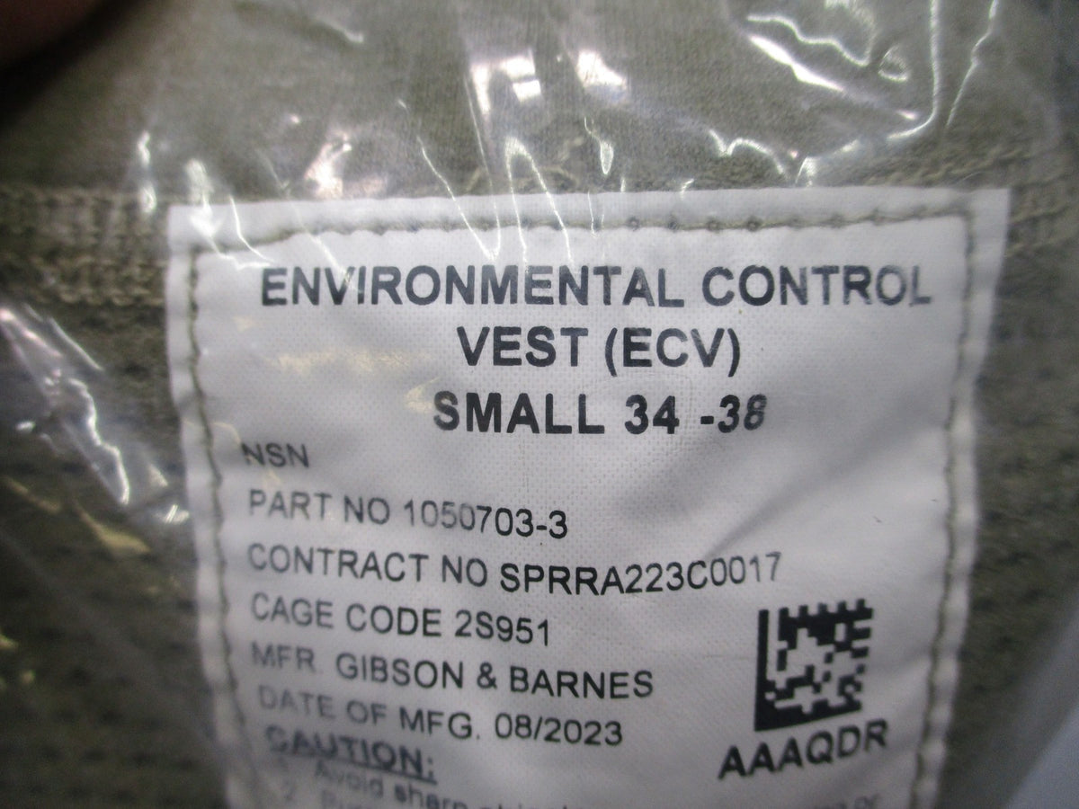 Gibson Barnes ECV Cooling Vest Small 34-38 Bradley Tan 499 NSN 8415-01-694-1162
