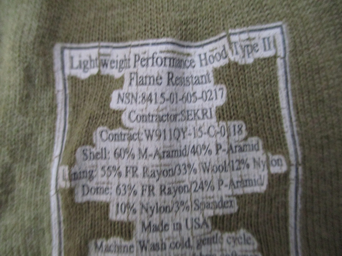 US Military Lightweight Performance Hood Type II Flame Resistant SEKRI Tan/499