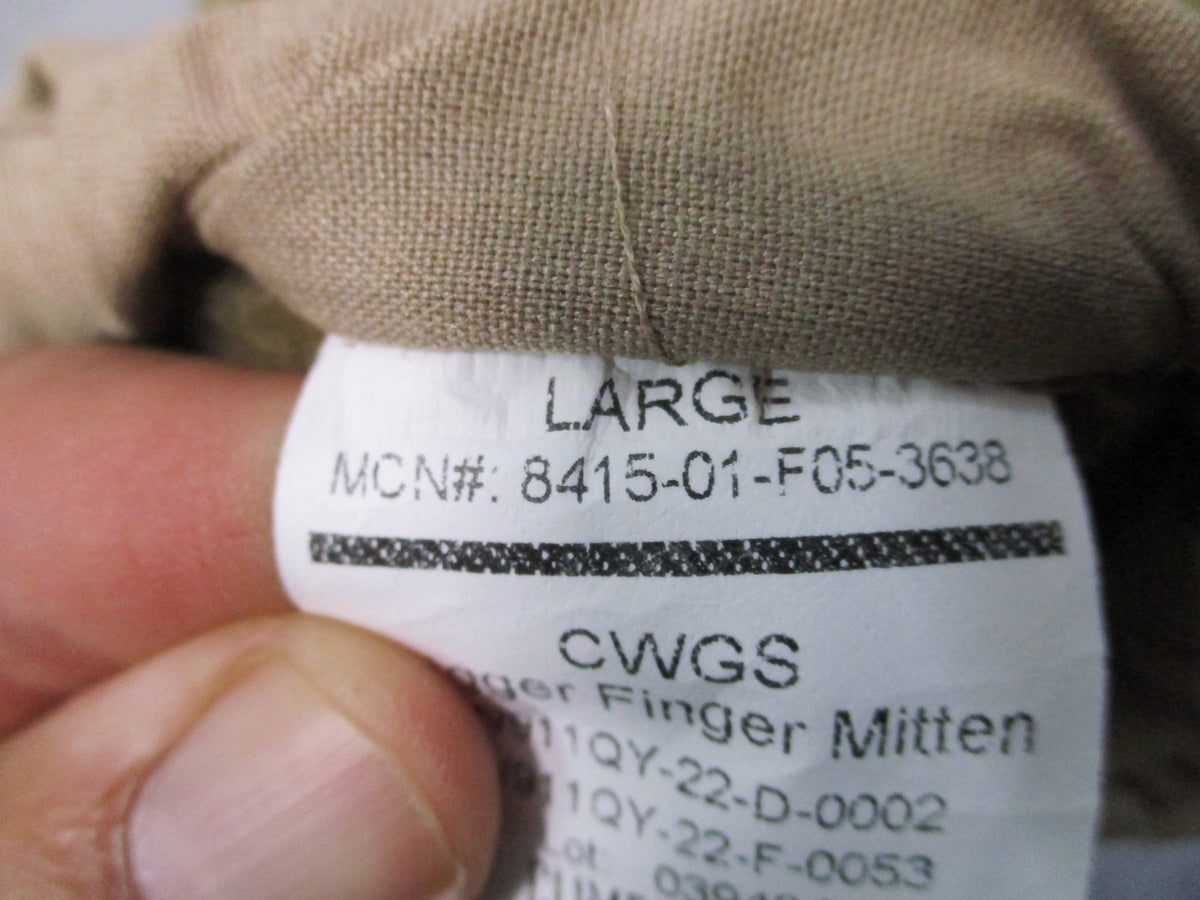 US Military CWGS Gore-Tex Trigger Finger Mittens Coyote Brown Large Excellent