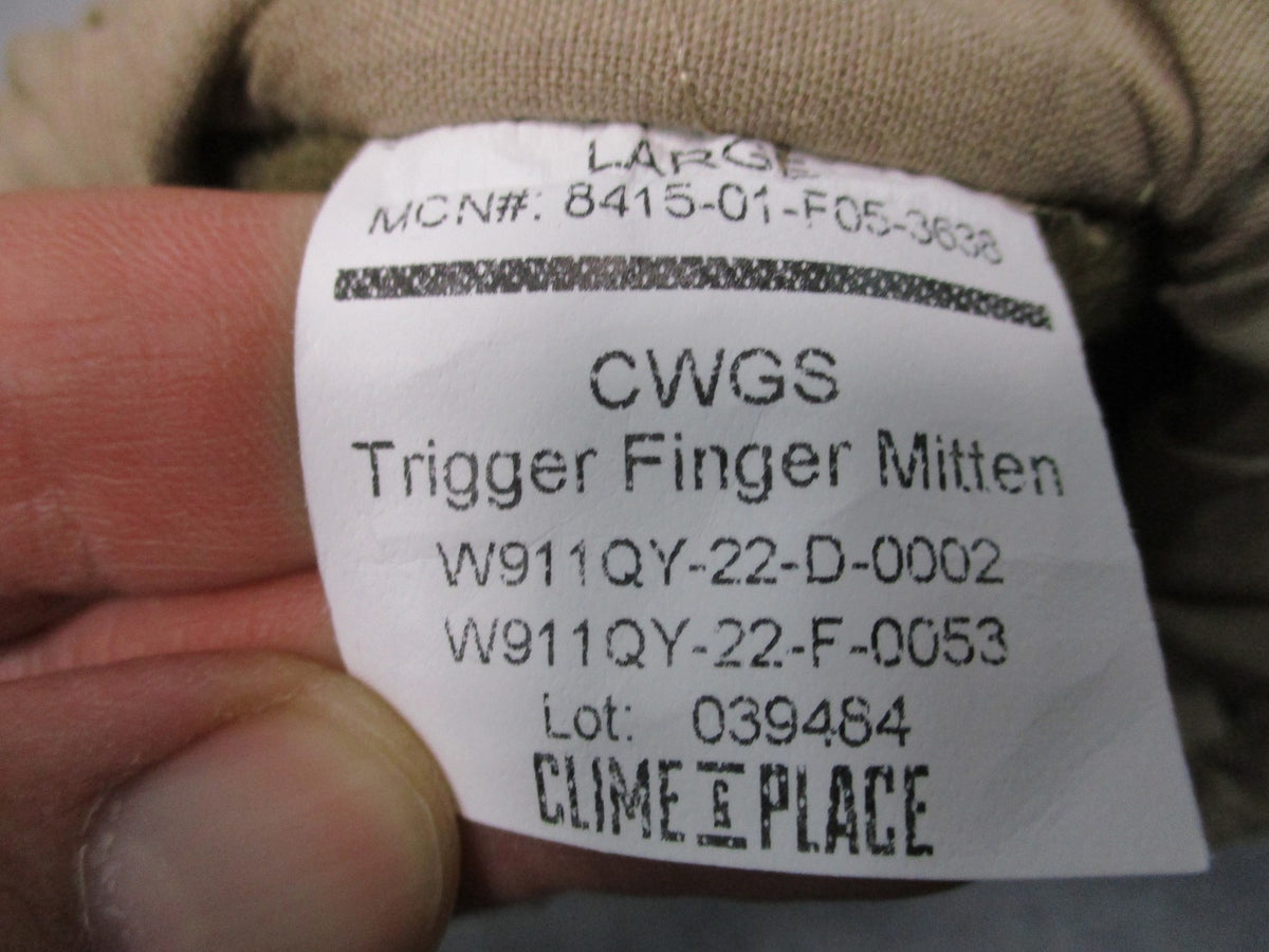 US Military CWGS Gore-Tex Trigger Finger Mittens Coyote Brown Large Excellent