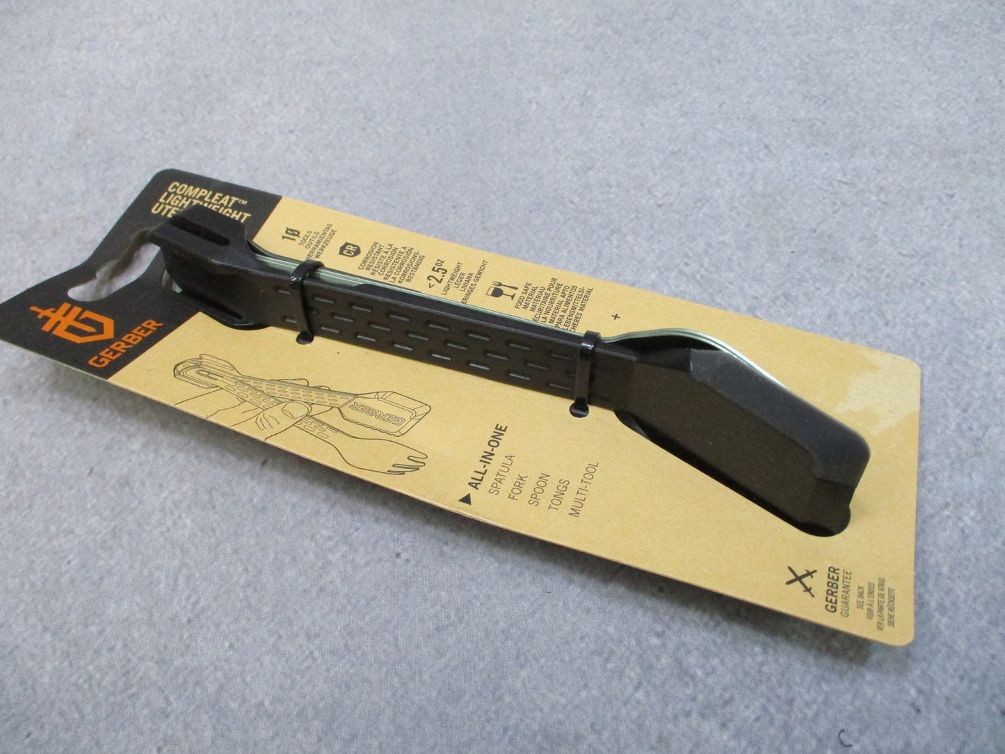 Gerber Compleat Lightweight Utensil Set Spatula Fork Spoon Tongs Multi-Tool New