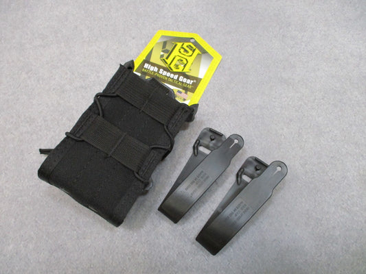 High Speed Gear X2R TACO MOLLE Double Rifle Mag Pouch Black NEW w/ Clips
