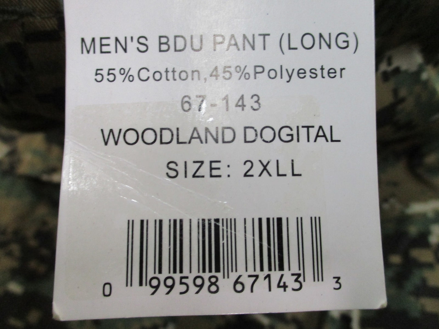 New Fox Outdoor Men's BDU Pants Digital Woodland Camo 2XL Long Tactical Trousers