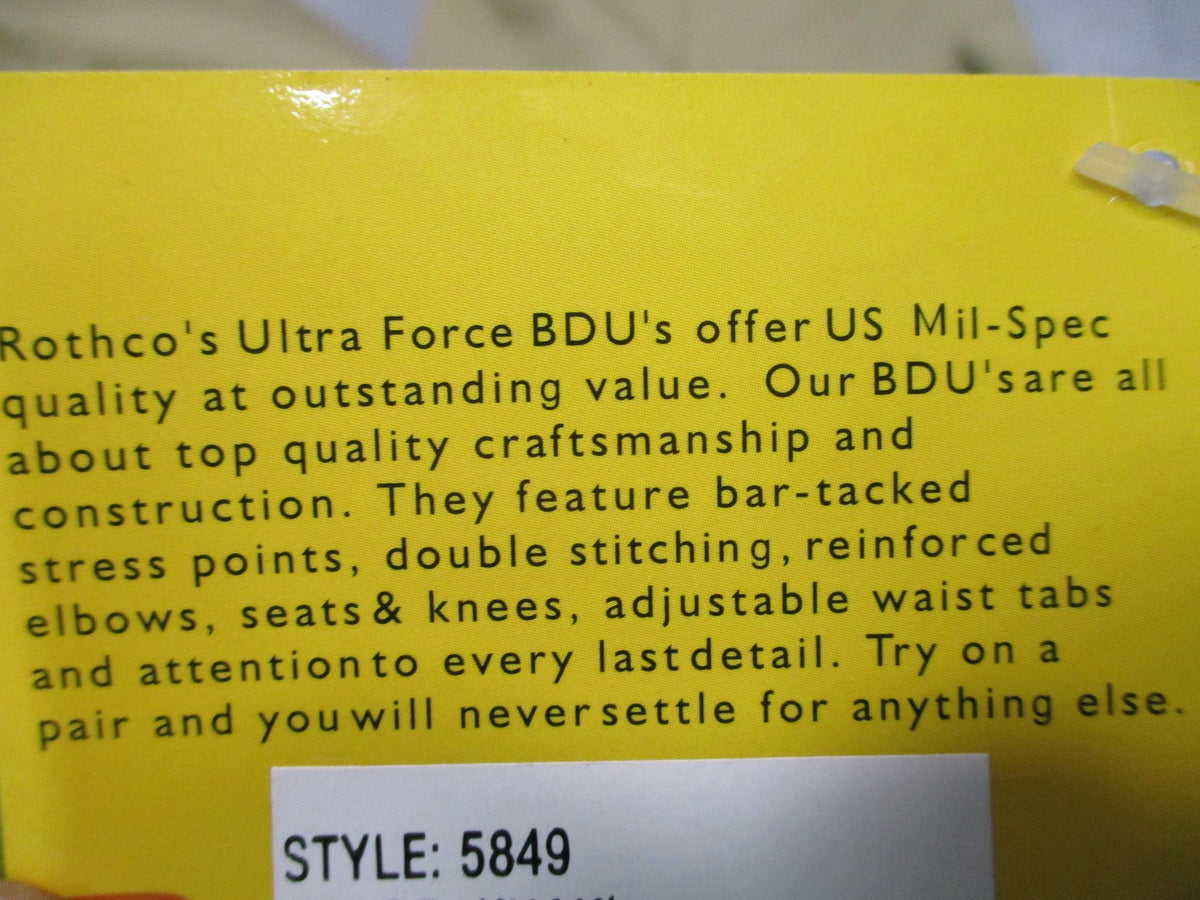New Rothco Ultra Force BDU Pants Khaki 100% Cotton Rip-Stop Size Small Long 5849
