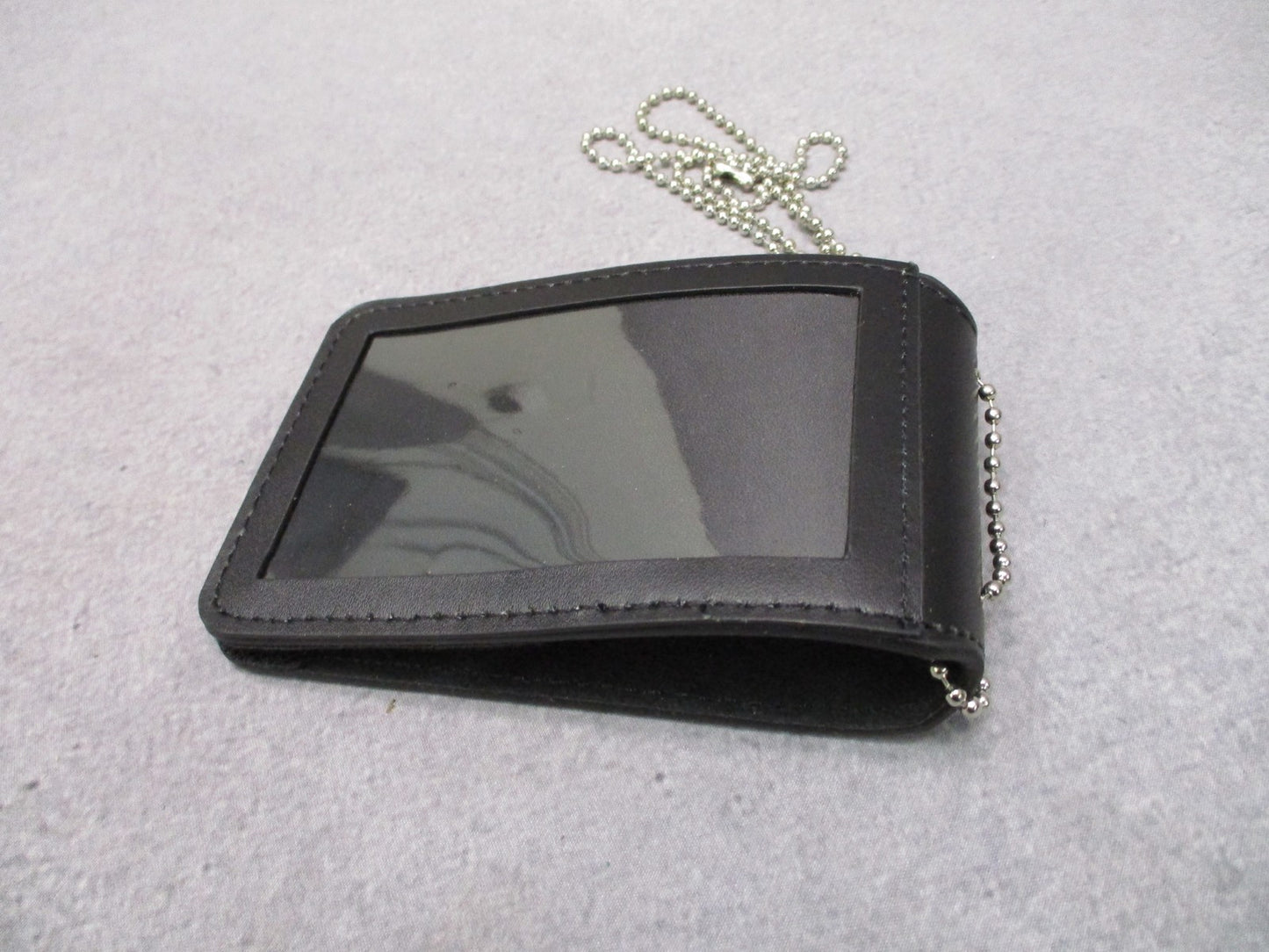 Rothco Leather Universal Badge ID Holder Neck Chain Black 1136 New