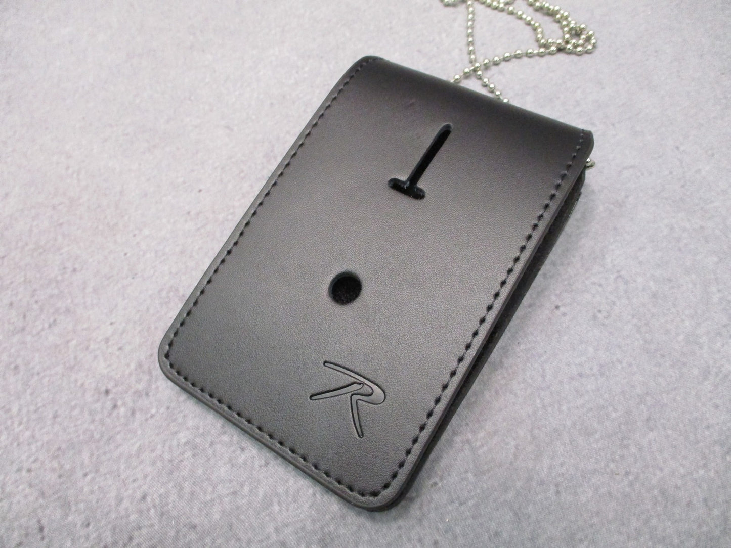Rothco Leather Universal Badge ID Holder Neck Chain Black 1136 New