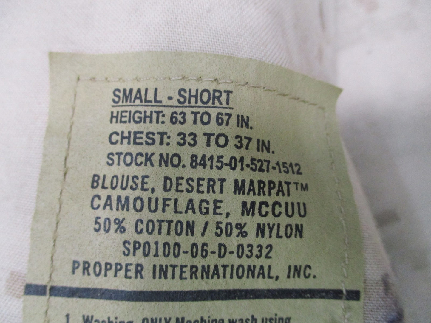 Propper USGI USMC MCCUU Blouse Desert MARPAT Small Short 8415-01-527-1512