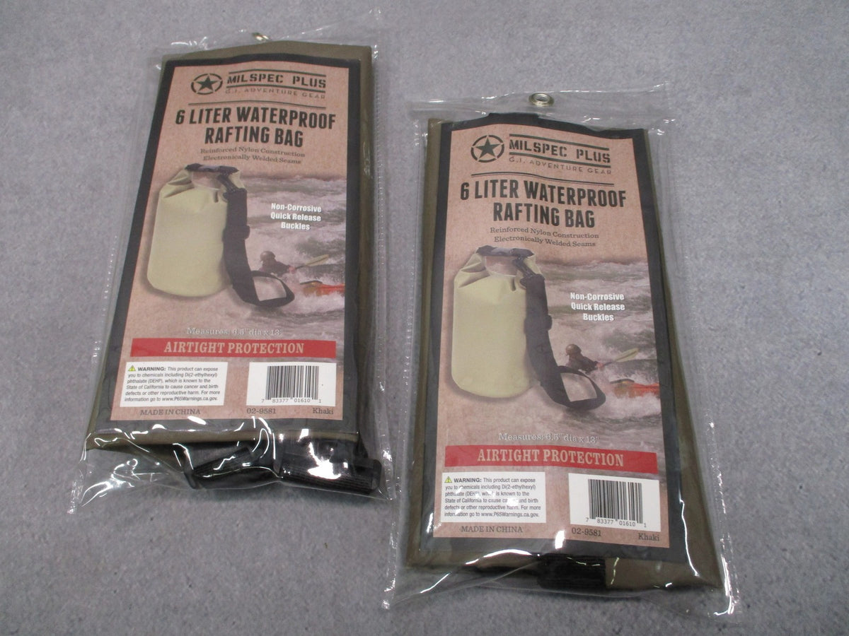 2x Milspec Plus 6L Waterproof Rafting Bag Dry Sack Khaki Adventure Gear 02-9581