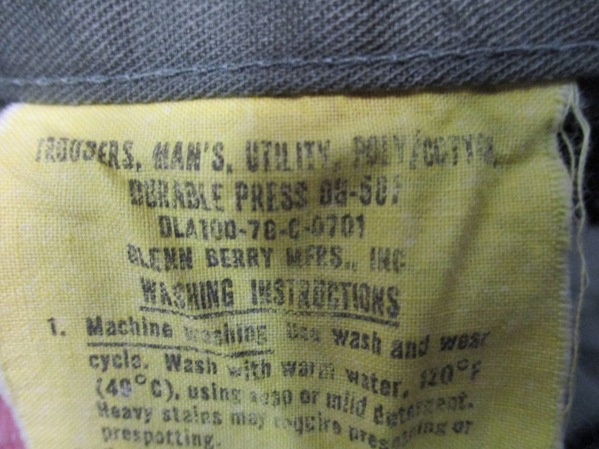 Vintage US Military OG-507 Utility Trousers Olive Green Size 30x34 Glenn Berry