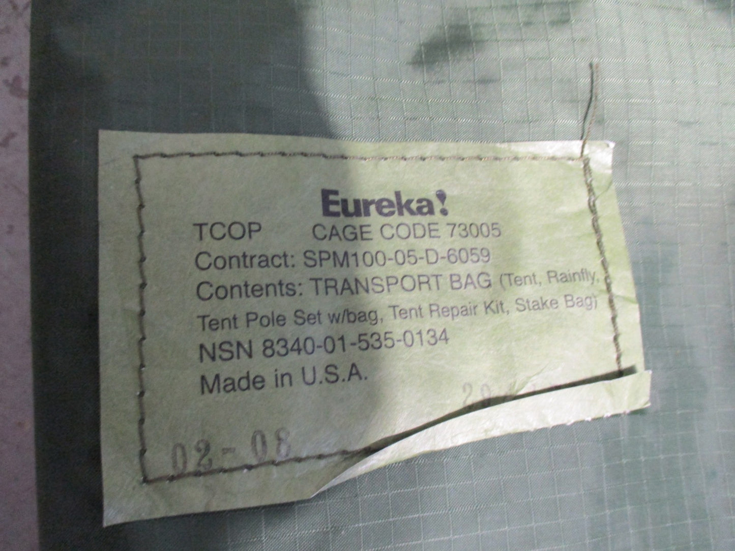 Eureka! TCOP Military Tent SPM100-05-D-6059 Camo w/ Bag Poles Stakes Repair Kit